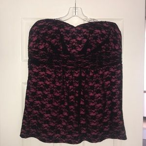 Strapless lace sweetheart corset type shirt